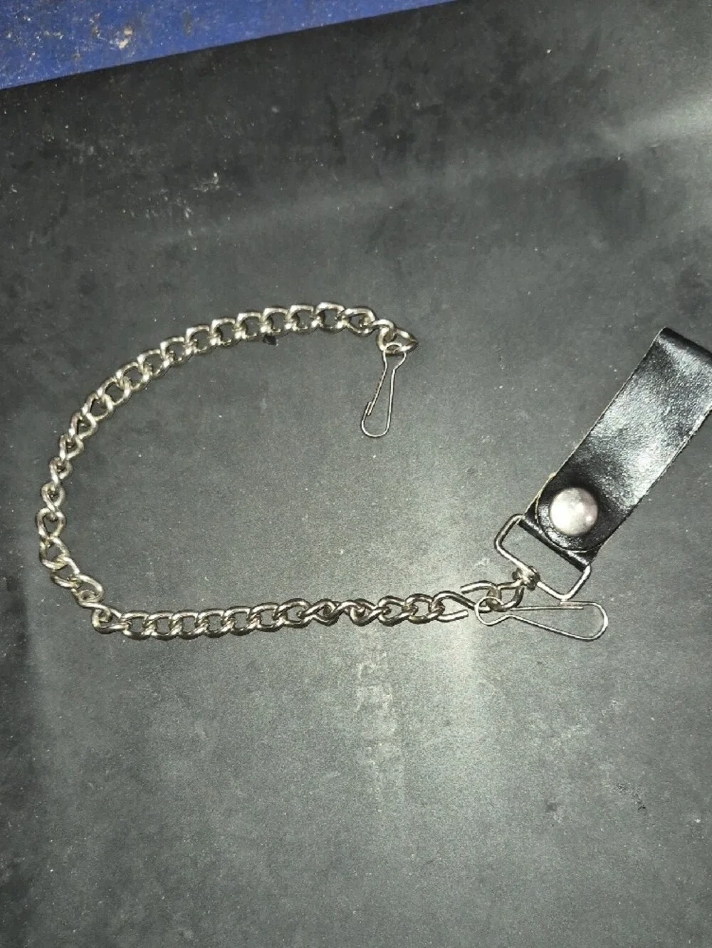 Harley-Davidson Black Leather Wallet Chain with Silver Hardware